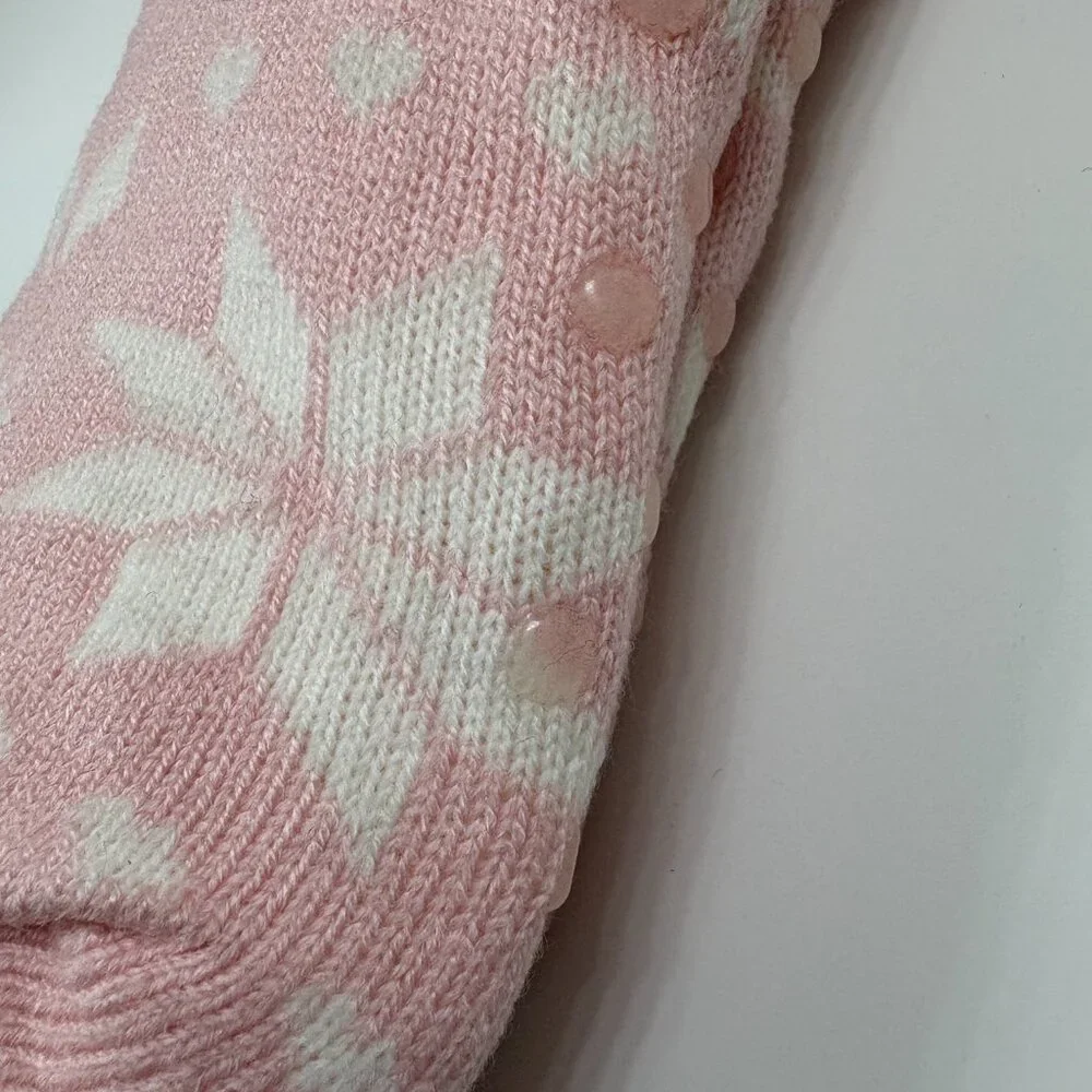 Sherpa Socks - Heavy Non-Skid- Pink & White - Women's- OS- NWT